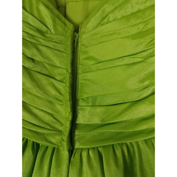 flirt by Maggie Sottero Sz. O Full Maxi Strapless Ruched Shimmer Key Lime Dress - Picture 6 of 12